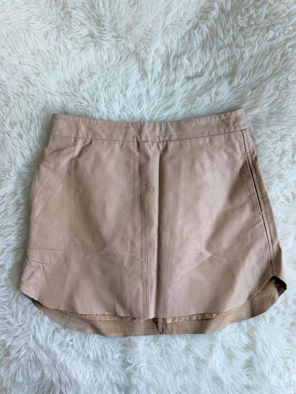 Karina Grimaldi Women's Blush Pink Leather Mini Skirt with Baseball Hem